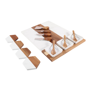 5 Cái Bảng Charcuterie Gỗ Cẩm Thạch Và Keo Bảng Phô Mai Với 3 Bát 3 Thìa Và 4 Dụng Cụ Charcuterie - Product Image 3