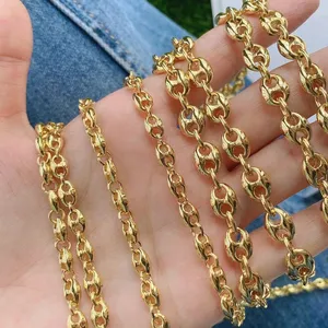 高品质蛋形金黄铜链用于珠宝制作咖啡豆猪鼻子链滚边嘻哈金链珠宝首饰