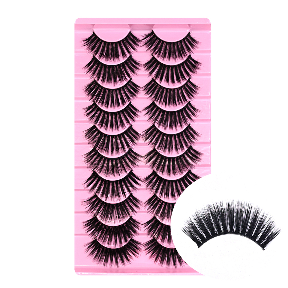 Wholesale Private Label 3d Natural Look Fluff Faux Mink Fur Eyelashes Fluffy D Curl Russian Strip False Eyelash Full Strip