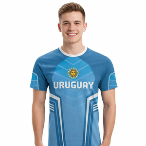 Camiseta de la Selección Nacional de Fútbol de Uruguay 2026WC, Jersey Local La <span class=keywords><strong>Celeste</strong></span>, Camiseta Esencial para Fanáticos de Uruguay, Cuello Redondo, Manga Corta, para Fitness - Product Image 2