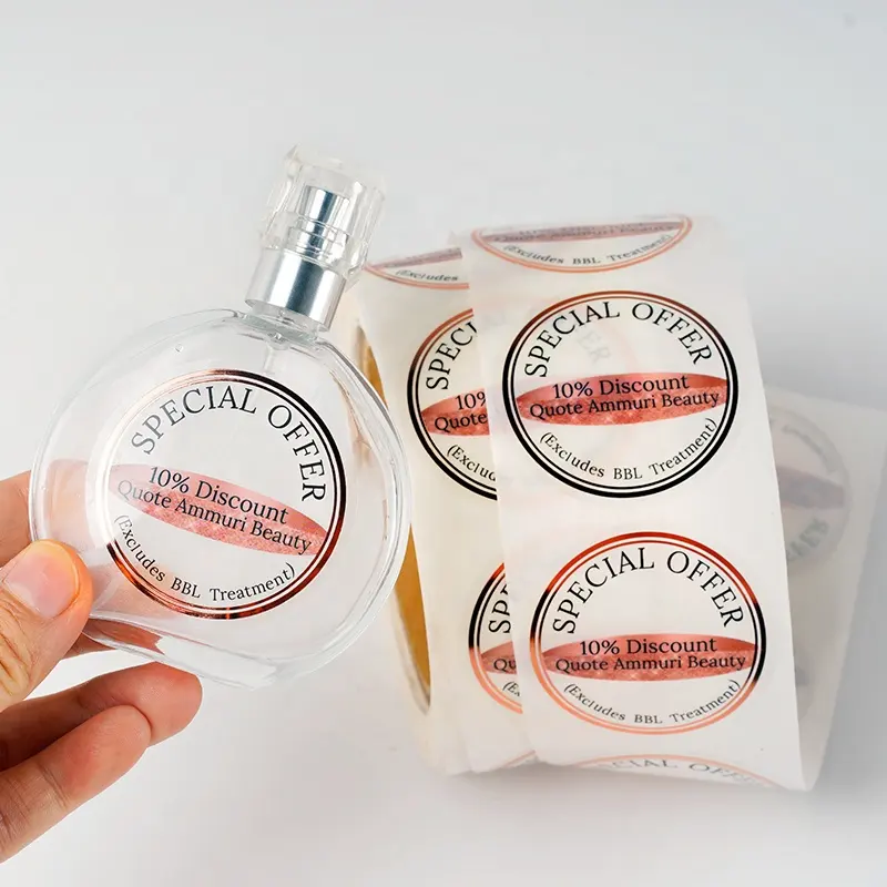 Custom printing waterproof perfume bottle label skin care products glass bottle logo sticker cosmetic bottle label sticker