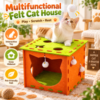Maison interactive en feutre pour chat avec trous de jeu, balles suspendues, cube d'activités pour chat d'intérieur, grotte pour animaux de compagnie, OEM, personnalisable, vente en gros