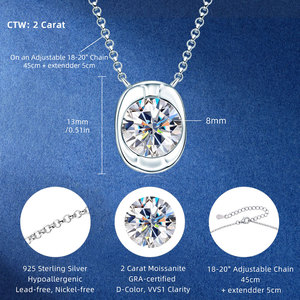 Di alta qualità nuova tendenza 925 argento <span class=keywords><strong>D</strong></span> colore VVS1 8mm 2.0ct Moissanite solitario Yuanbao pendente a goccia gioielli per le donne - Product Image 4