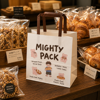 Sacs alimentaires en papier kraft écologiques recyclables avec poignées torsadées |   Emballages personnalisés pour pizzas et sushis à emporter pour restaurants et cafés