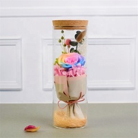 F-1662 Vente en gros Souvenir Bouteille en verre Lumière LED Rose rouge naturelle fraîche conservée pour cadeau de la Saint-Valentin
