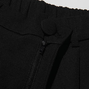 Pantalon de costume droit taille haute noir uni pour femme, 100 % polyester, respirant et séchage rapide, vente en gros - Product Image 4