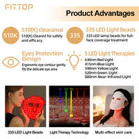 Masque facial LED à 335 perles LED, 5 couleurs, infrarouge proche, appareil de beauté facial, couverture complète, OEM ODM, thérapie par lumière rouge