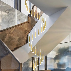 İskandinav Villa dubleks merdiven boşluğu avize Modern lüks tavan Spiral merdiven avize - Product Image 2