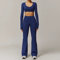 Ensemble de yoga taille haute pour femme, personnalisé avec logo, en Spandex/Nylon respirant, extensible dans quatre directions, séchage rapide, idéal pour la gym