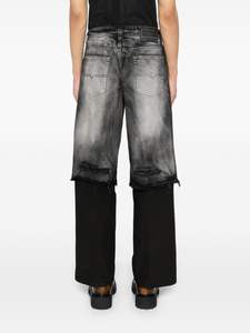 Ykmozi กางเกงยีนส์ขาตรงสองชั้นสำหรับผู้ชาย, กางเกงยีนส์ขาบานผ้าฮิปฮอปทรงหลวมปักลายสำหรับฤดูหนาว - Product Image 3