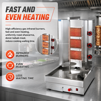 Machine à kebab au gaz commerciale à 3 brûleurs, rôtissoire verticale de 30 kg pour shawarma, idéale pour les magasins de kebab