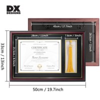 Bingkai Sertifikat Kayu Ukuran Khusus DX Designs dengan Tempat Rumbai, Bingkai Pajangan Diploma, Bingkai Sertifikat Kehormatan, Bingkai Penghargaan Prestasi