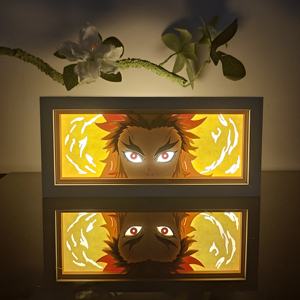 Demon Slayer LED Shadow Box, entrepôt américain en stock, lumière jaune 3D Akaza, <span class=keywords><strong>d</strong></span>écoration lumineuse, art mural pour <span class=keywords><strong>chambre</strong></span> <span class=keywords><strong>d</strong></span>'<span class=keywords><strong>otaku</strong></span>, livraison rapide aux États-Unis - Product Image 2
