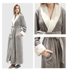 सर्दियों के फ्लैनेल बाथरोबे मोटी लंबी लंबाई वाले गर्म स्लीवियर पुरुषों के लिए घरेलू लाउंज ओएम कस्टम लोगो - Product Image 1