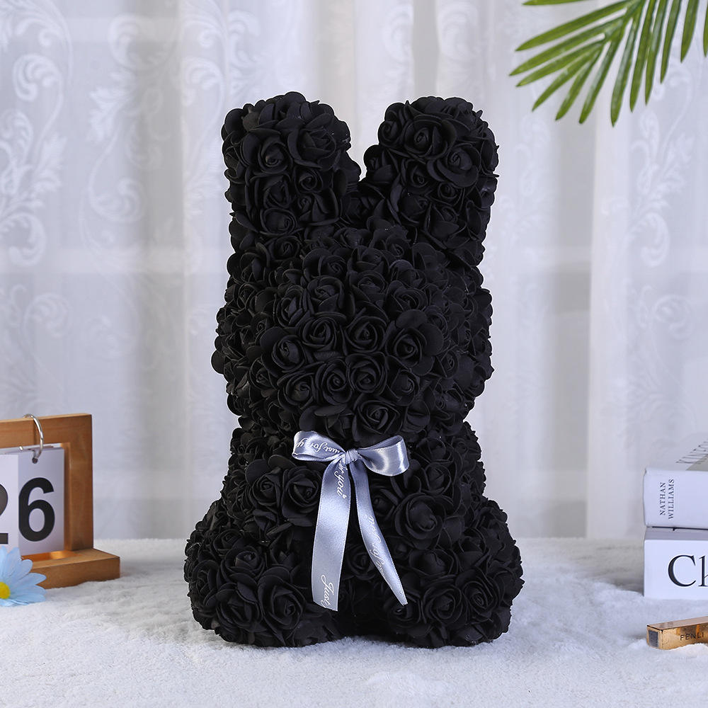 Conejo de flor negro 28m con caja de regalo