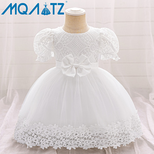 MQATZ in pizzo da bambina abito da principessa a maniche corte per bambini compleanno neonato abito L2168XZ - Product Image 5