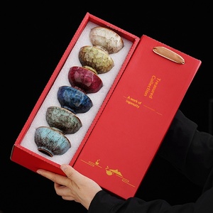 Kiln-fired <b>Ceramic</b> Tea Cup Set Semi-Handmade Modern Minimalist Design Master Cup Gift Box Souvenir Festive Business Promotional - Product Image 2