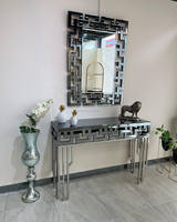 Console de salon moderne OME avec miroir, en forme de cœur, ornée de cristaux Diamante