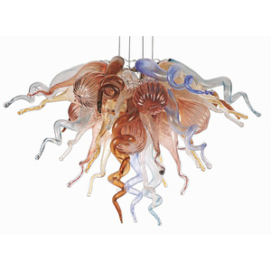 Lampadario Moderno in Vetro di Murano Soffiato a <span class=keywords><strong>Mano</strong></span> Blu Acqua con LED, Lussuoso e Grande per Hotel e Uffici - Product Image 3