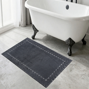 Nainara Dark Grey 60*100cm Luxury Recycled Cotton Yarn Dyed Jacquard Bath Rug & Shower <b>Mats</b> Custom Rugs Made in Turkey - Product Image 1