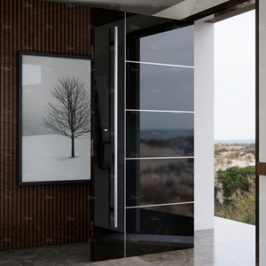 Portes en acier modernes pour villa, design italien dernier cri, portes d'entrée principales en acier inoxydable haute brillance - Product Image 2