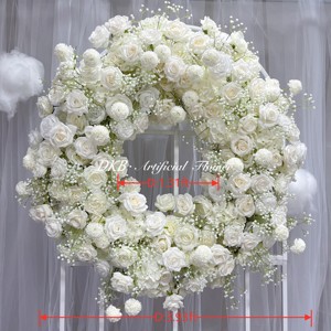 DKB usine personnalisé luxe blanc soie rose fleur blanche fleurs anneau couronne de fleurs blanches - Product Image 6