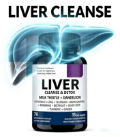 Complément alimentaire pour nettoyer et détoxifier le foie |   70 Capsules Végétariennes au Chardon-Marie, Pissenlit et Curcuma pour le Soutien de la Santé Hépatique