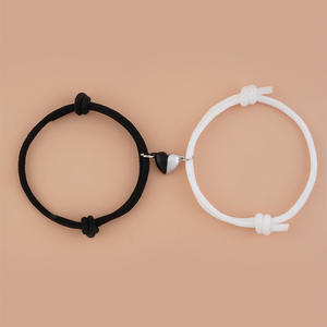 2Pcs Set Handmade Adjustable Heart Magnet Bond <strong>Touch</strong> <strong>Long</strong> <strong>Distance</strong> Love Friendship Couple Matching Rope <strong>Bracelet</strong> - Product Image 1