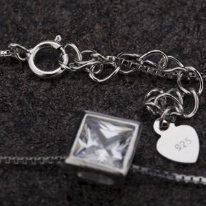 Collana da Donna alla Moda in <span class=keywords><strong>Argento</strong></span> Sterling <span class=keywords><strong>925</strong></span> Placcato Oro Bianco con Gemma - Product Image 6