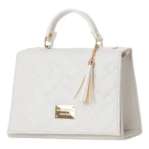 Bolso Bandolera de Cuero Blanco Espectacular Fana con Borlas de Rejilla de Diamantes, Asa Única, Estilo Vintage para Dama, Uso Diario de Verano - Product Image 1