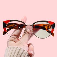 Lunettes de vue unisexes anti-lumière bleue, monture demi-cerclée en métal, style œil de chat, pour la lecture et l'extérieur