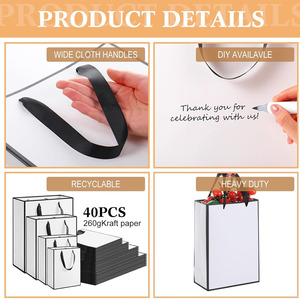 Tái Sử Dụng Và Có Thể Gập Lại Gói Kraft Túi Quà Tặng Xử Lý Giấy 4 Kích Thước Goodie Với Xử Lý Món Quà Bọc Món Tráng Miệng Mua Sắm Túi - Product Image 2