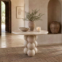 Nouvelle console en pierre calcaire blanche pour la maison, hôtel, salon, table d'entrée avec base en boules, design en marbre, table de couloir