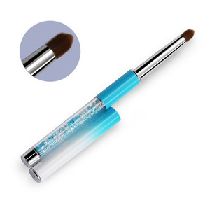 Pinceau de nail art en forme de couteau français, manche acrylique, poils ovales ondulés, pinceau plat et rond pour liner, avec couvercle dégradé - Product Image 4