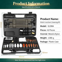 Kit de limpieza de armas con accesorios completos: varillas de latón, mangos en T, cepillos de alambre para calibre, mopa de algodón, botellas exprimibles y parches.