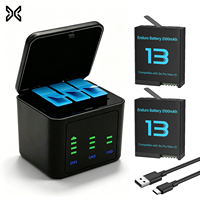 3 Paket Baterai Kamera Aksi dan Kotak Pengisi Daya untuk GoPro Hero 13 Black Daya Tahan Lama 1900mAh Enduro Tahan Dingin OEM