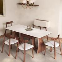 Ensemble de table à manger moderne avec plateau en marbre et chaises, 6 places, design polyvalent pour la maison et l'hôtellerie