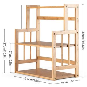 Estante de Especias de Bambú de 3 Niveles, Estante de Despensa, Organizador de Almacenamiento para Encimera de Cocina, Material de Madera, Tipo Vajilla - Product Image 5