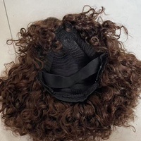 Peluca de Cabello Virgen Rizado de Lujo de 12 Pulgadas con Flequillo, Cabello Natural Ombre, Pelucas Bob de Cabello Humano Hechas a Máquina para Mujeres