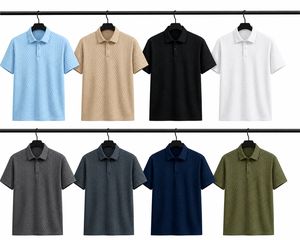 Conjunto de Camisa Deportiva Casual de Verano para Hombre, Manga Corta, con Detalle de Botones, Tela Jacquard de Poliéster, Camisa Polo para Hombre - Product Image 4
