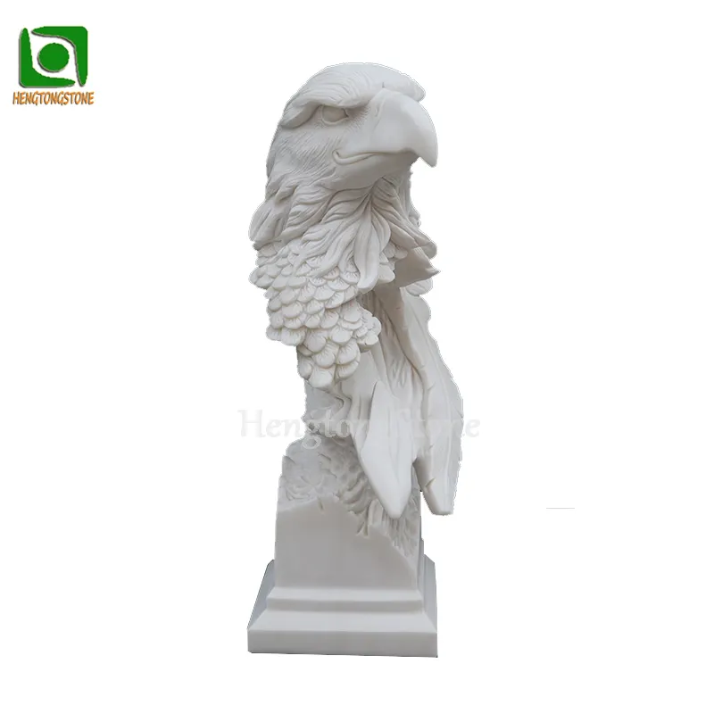 Sculpture d'aigle sculptée en marbre blanc décorative d'intérieur pour bureau à domicile