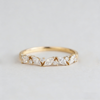 Anillo de Compromiso Vintage UJ Creations para Mujer, Chapado en Oro Blanco de 18K, 2-4g, 75% de Pureza, Diamante Cultivado en Laboratorio con Corte Marquesa, Color D