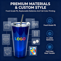 Gobelet lumineux activé par l'eau LED, gobelet promotionnel personnalisé, gobelet lumineux clignotant