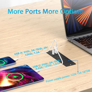 快速充电冲洗安装家具插座，带2个交流电和C型内置可安装电源插头桌面嵌入式电源板 - Product Image 3