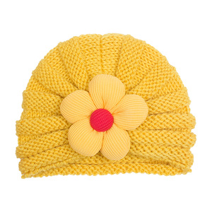 Gorros infantiles de flores a la moda, gorros de lana de punto suave, gorro de <span class=keywords><strong>turbante</strong></span> de ganchillo para bebé - Product Image 5