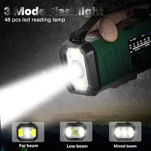 Cheap Hot Sale 10000mAh Emergency Flashlight Radio Hand Crank Solar Survival Radio NOAA Weather Radio For Reading Lamp