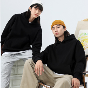 Sweat-shirt ample à capuche 100 % coton avec fermeture éclair, poches, imprimé numérique, respirant, épais, tendance, automne-hiver - Product Image 2