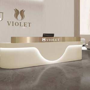 Table de comptoir en marbre blanc durable avec lumière LED pour salon de beauté Nail <span class=keywords><strong>Shop</strong></span> - Product Image 2