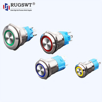 Bouton-poussoir potentiométrique 16/19/22 mm, anneau lumineux, étanche, en métal, interrupteur marche/arrêt pour panneaux de commande d'ascenseur