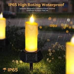 ALECTER Solar Flickering LED Candle <b>Lights</b> IP65 Waterproof Flameless <b>Light</b> Outdoor Decor <b>for</b> Lawn Yard <b>Pathway</b> Wedding Garden - Product Image 4